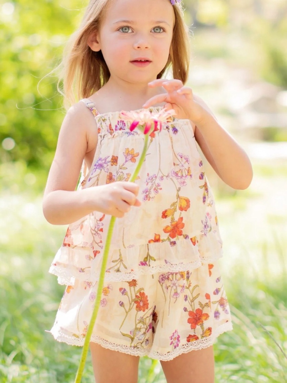 Mimi & Maggie Botanical Flowers Girls Romper